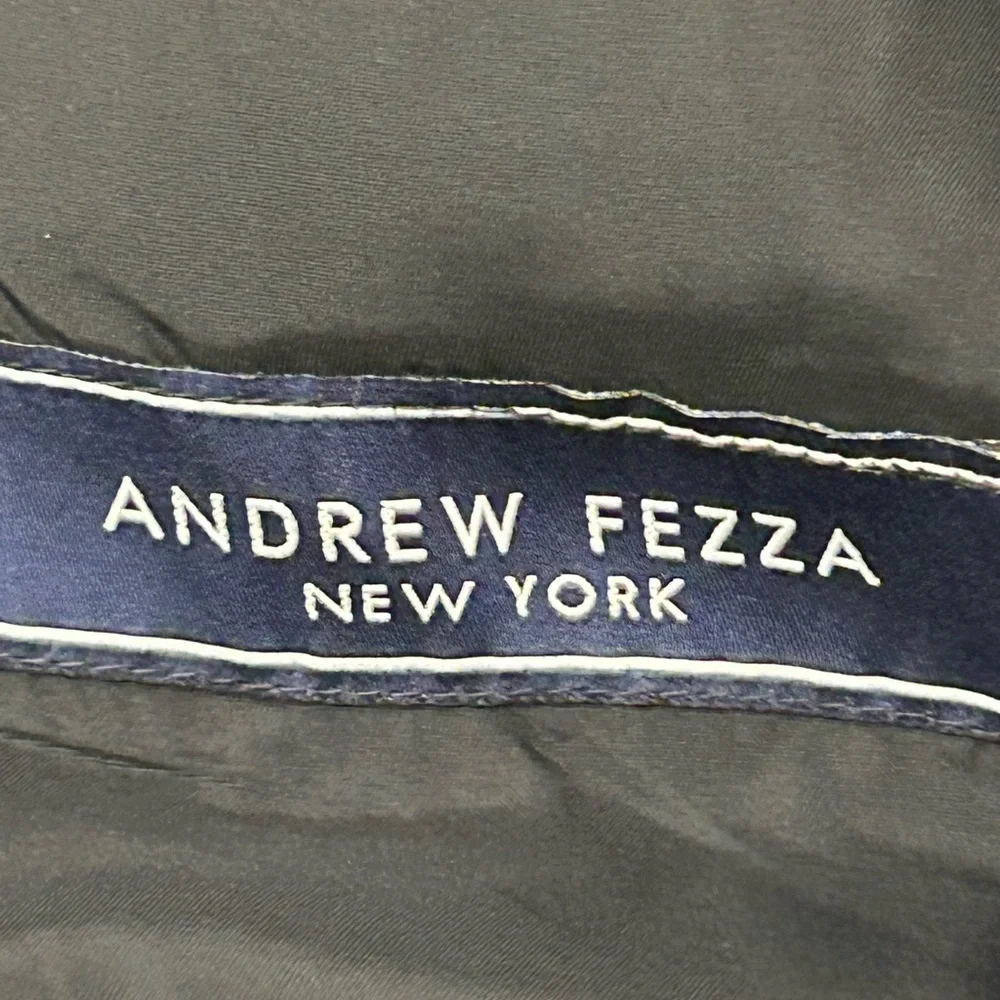 Andrew Fezza Men's Double Breasted Cashmere  Blend Italian Black Trench Coat 40R